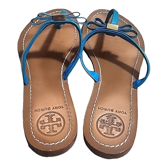 Tory Burch teal thong sandals size 9 - Picture 4 of 7